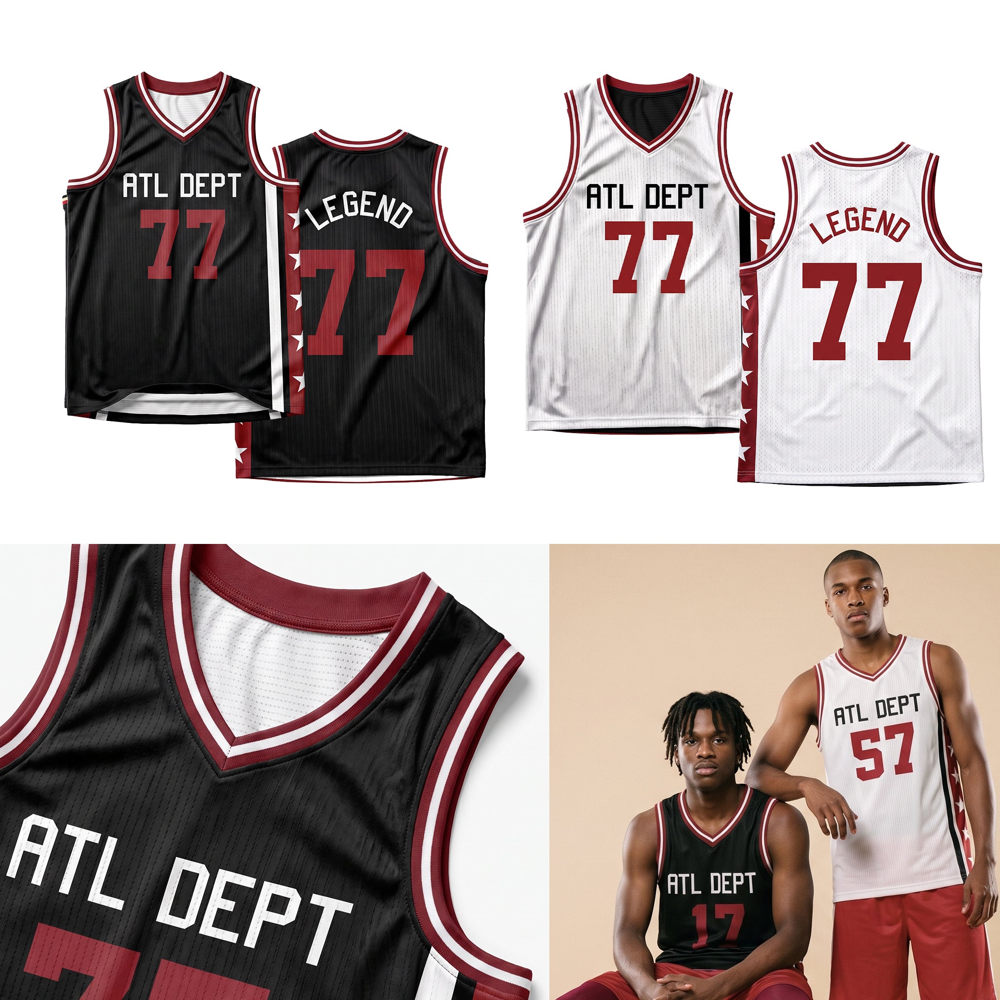 V Neck Reversible Basketball Jersey